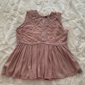 NWOT Light Pink Tank Top with Lace Details